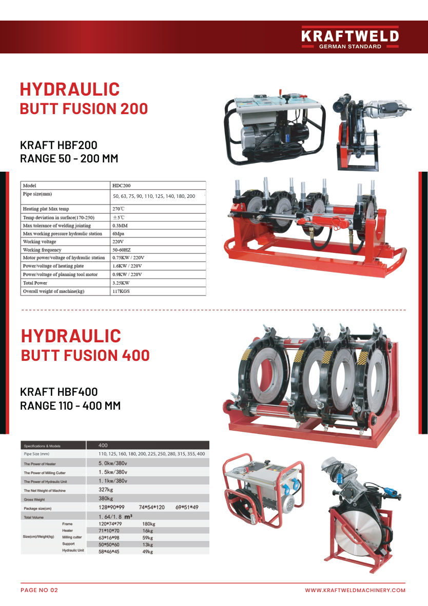 Hydraulic Butt Fusion Machines from KRAFTWELD catalog